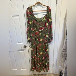 Brand new without tags barIII olive and floral boho chic maxi dress size XL